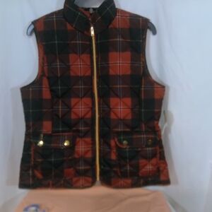 St. John's Bay Red and Black Plaid Quilted Vest